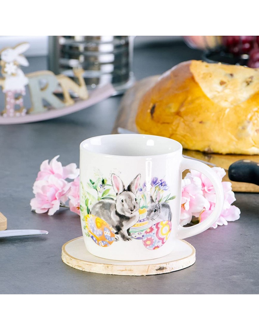 COM-FOUR® 4x tazas de café de cerámica taza de café para Pascua con motivos de conejo cafetera para bebidas frías y calientes 370 ml - BFKGG2NM
