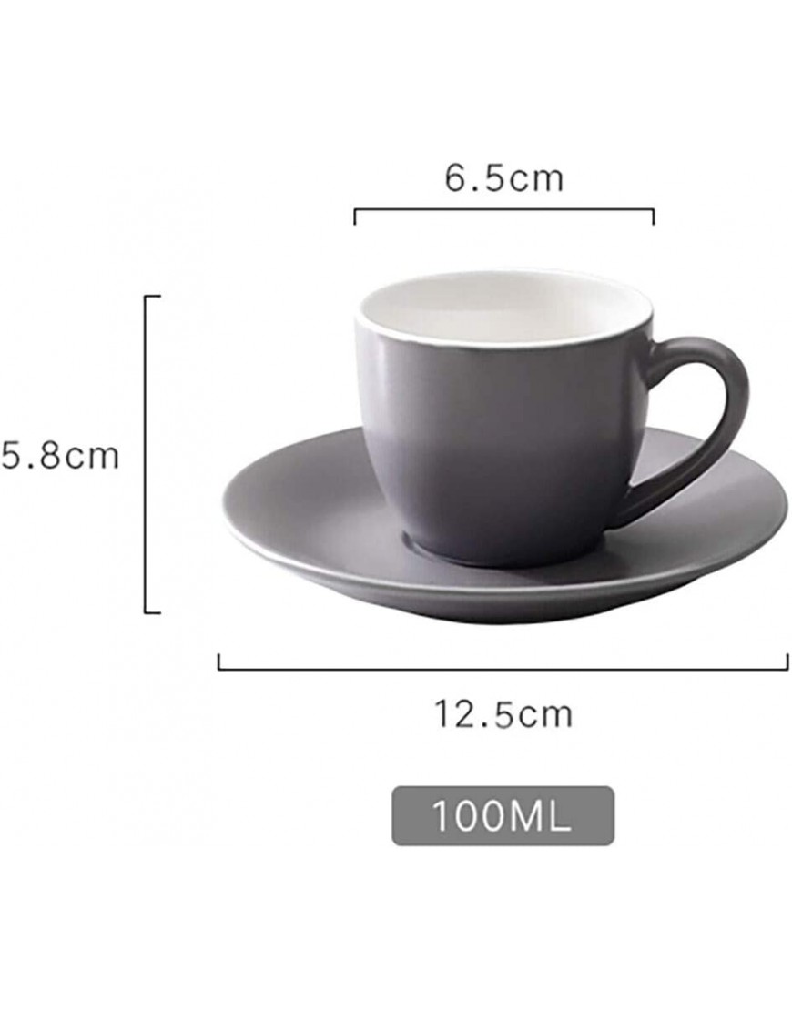 Juego de tazas de café de 6 piezas de pared gruesa de cerámica tazas de café con platillo y soporte para taza de café de metal serie colorida 100 ml - BIOFK9Q1