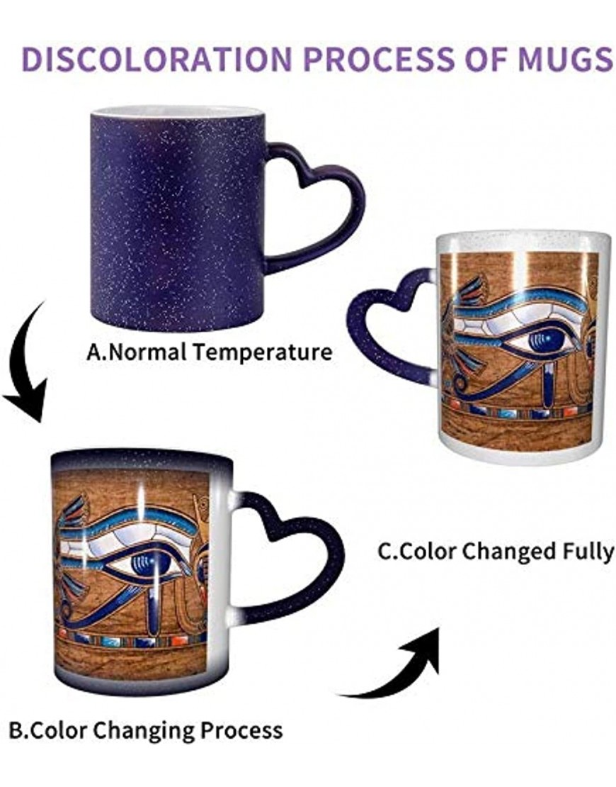 KEROTA Taza de cerámica egipcia Horus con cambio de color de ojos en el cielo taza de café azul regalo de cumpleaños de Navidad azul - BTSYG6BH