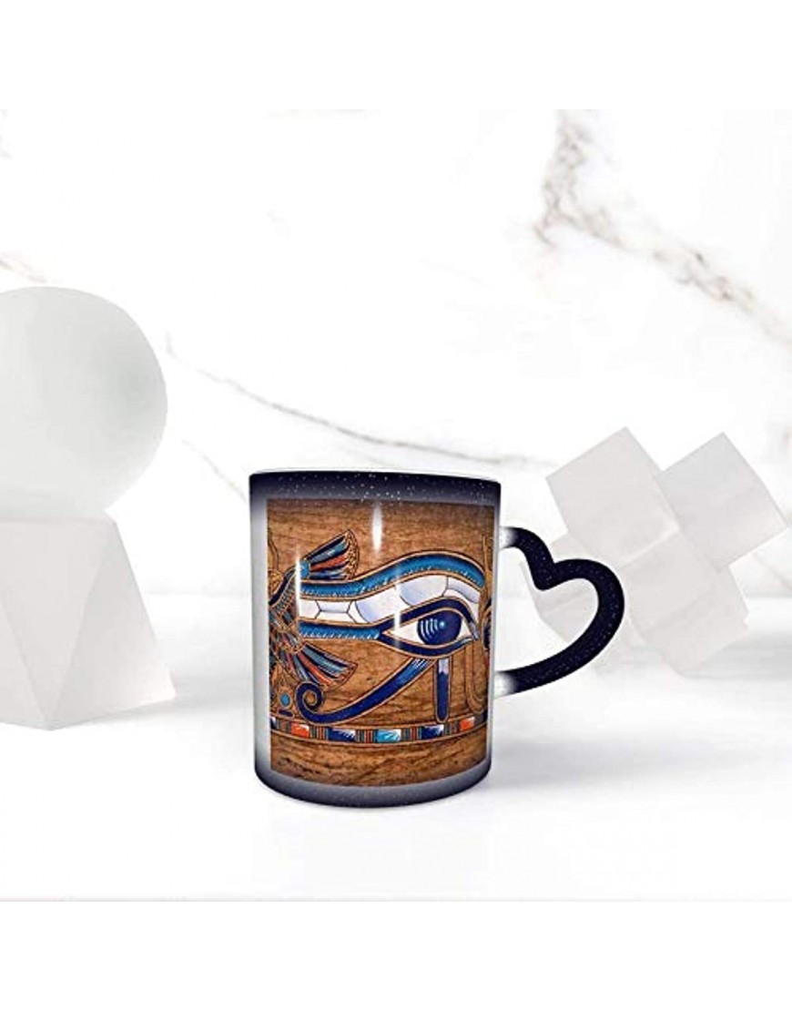 KEROTA Taza de cerámica egipcia Horus con cambio de color de ojos en el cielo taza de café azul regalo de cumpleaños de Navidad azul - BTSYG6BH