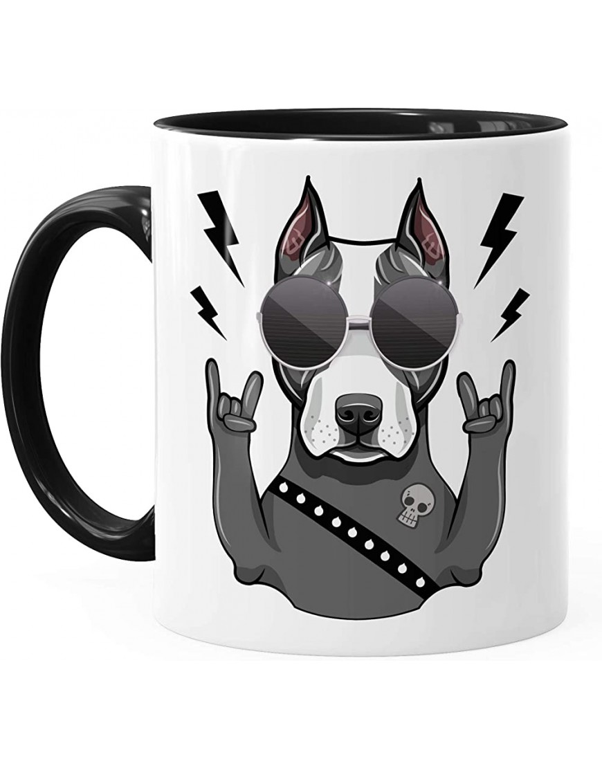MoonWorks® Taza de café con diseño de perro Heavy Metal Comic Style Metal taza de oficina divertida taza de café negra taza de cerámica - BJBSFBV7