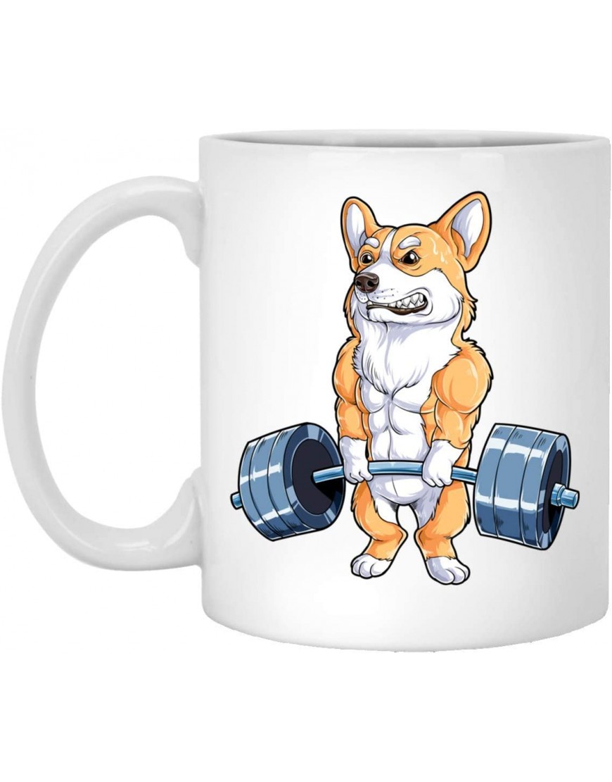 Taza de café Corgi para levantamiento de pesas divertida taza de gimnasio de fitness de 11 onzas - BXNAQK4K