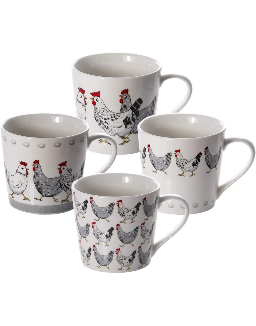 SPOTTED DOG GIFT COMPANY Tazas de café tazas de desayuno con animales de granja gallinas juego de 4 regalos originales para mujeres hombres - BBOSF17K