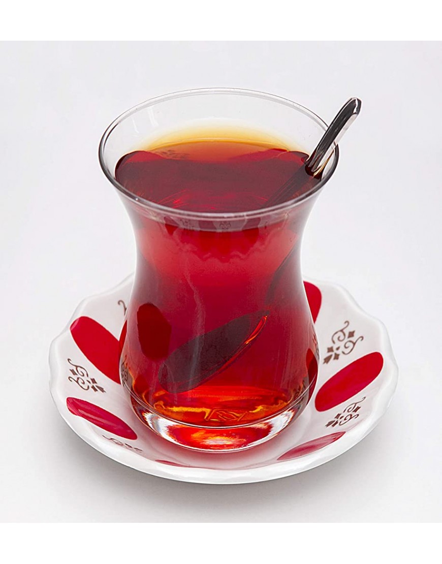 Juego turco de té Topkapi de 18 piezas Sara-Sultan 6 vasos de té 6 posavasos 6 cucharillas de té juego completo - BESFO1A2