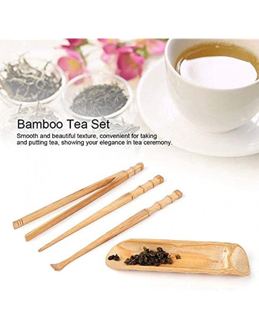 Wifehelper 4Pcs Juego de té de bambú Natural Herramienta de Servicio de té clásica China Accesorios para la Ceremonia del té Accesorios de Juego de té Kongfu Herramientas - BSVQS7HW