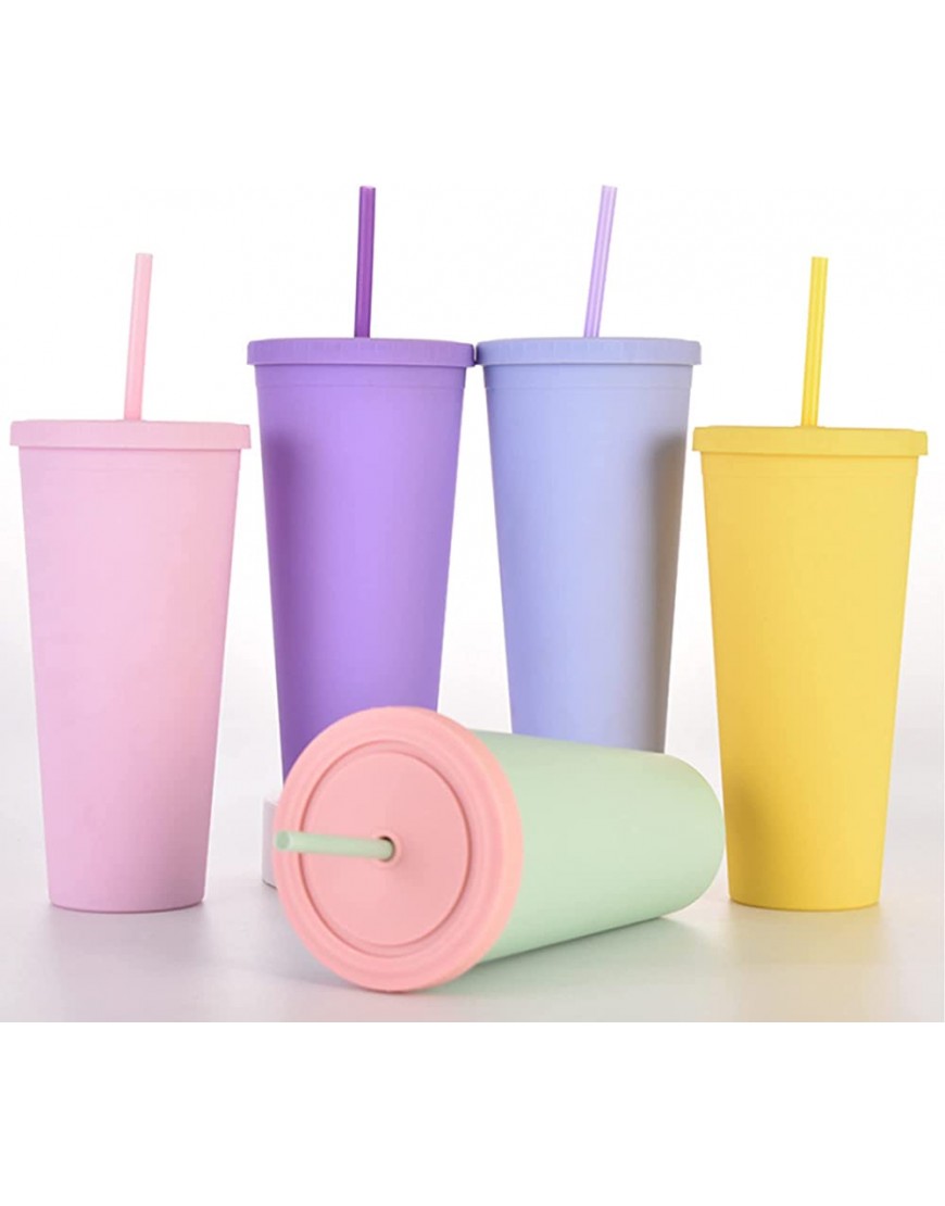 CXAFQ Vasos plastico Vasos de agua de plástico con tapas y pajitas Reutilizables Vasos Bebidas frías hogar oficina taza de café para coche 700ml Rosa sb-01 - BCZRMH2W