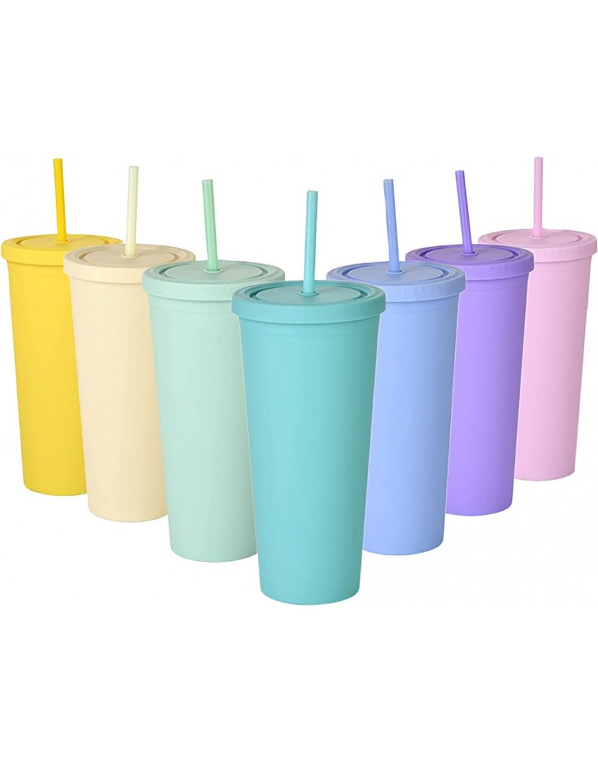 CXAFQ Vasos plastico Vasos de agua de plástico con tapas y pajitas Reutilizables Vasos Bebidas frías hogar oficina taza de café para coche 700ml Rosa sb-01 - BCZRMH2W