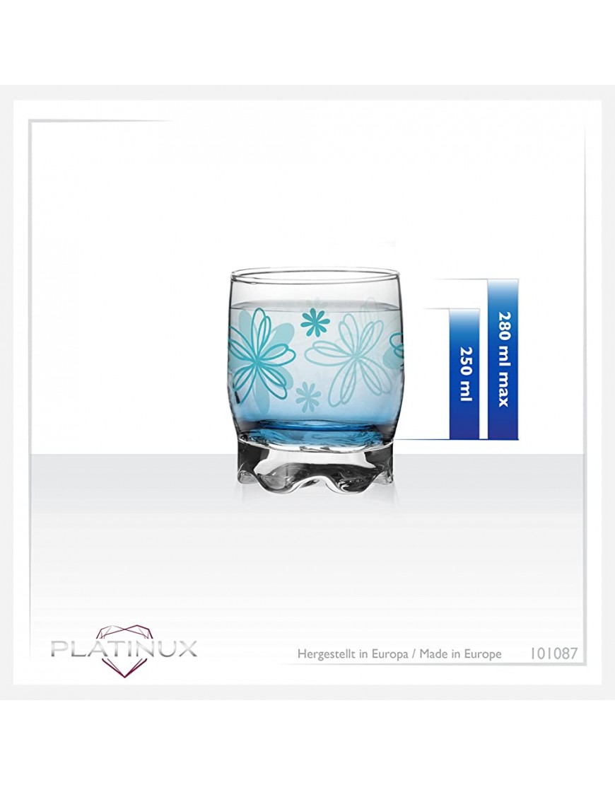 Juego de 6 vasos de agua de 250 ml con diseño de flores - BNYGCB2V