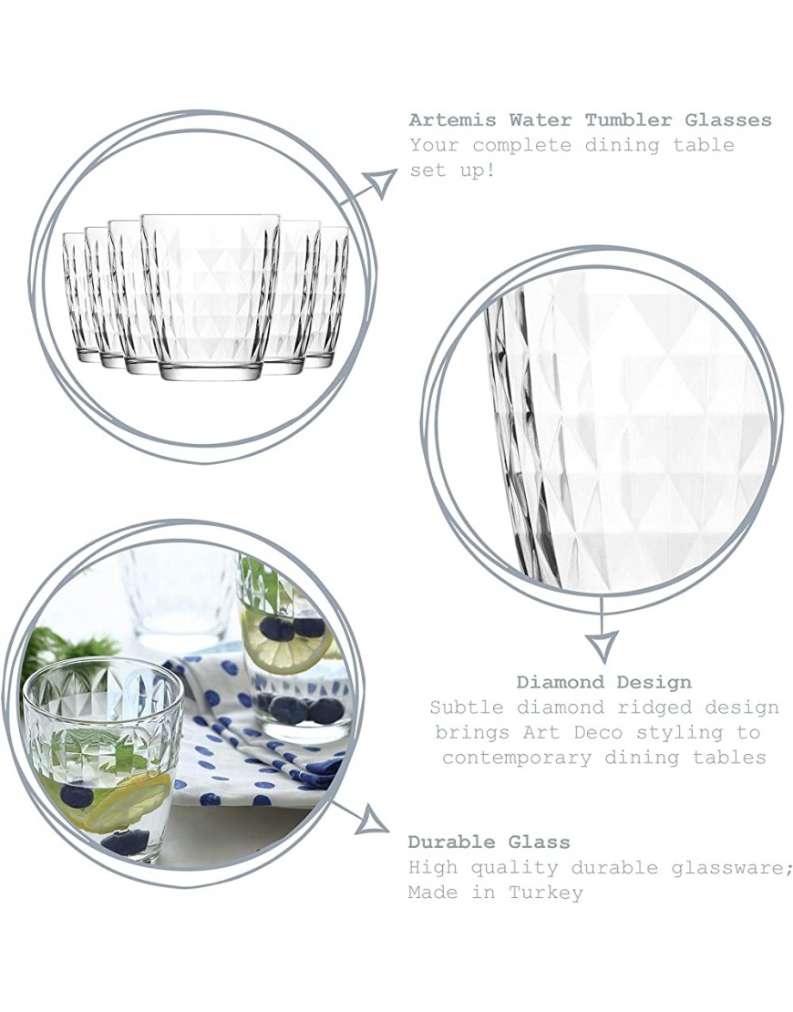 LAV Artemis agua del vaso de 340 ml Vidrios Pack de 12 Tabla Vidrios para Soft Drinks Zumo - BXSGKD4E