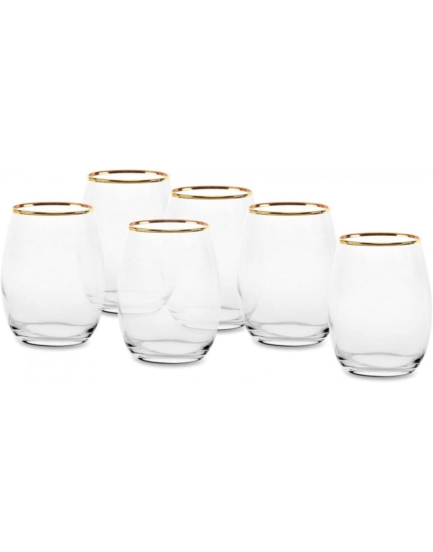 PASABAHCE Amber Juego de 6 vasos de cristal transparente con borde dorado 35 cl - BOIGW1HN