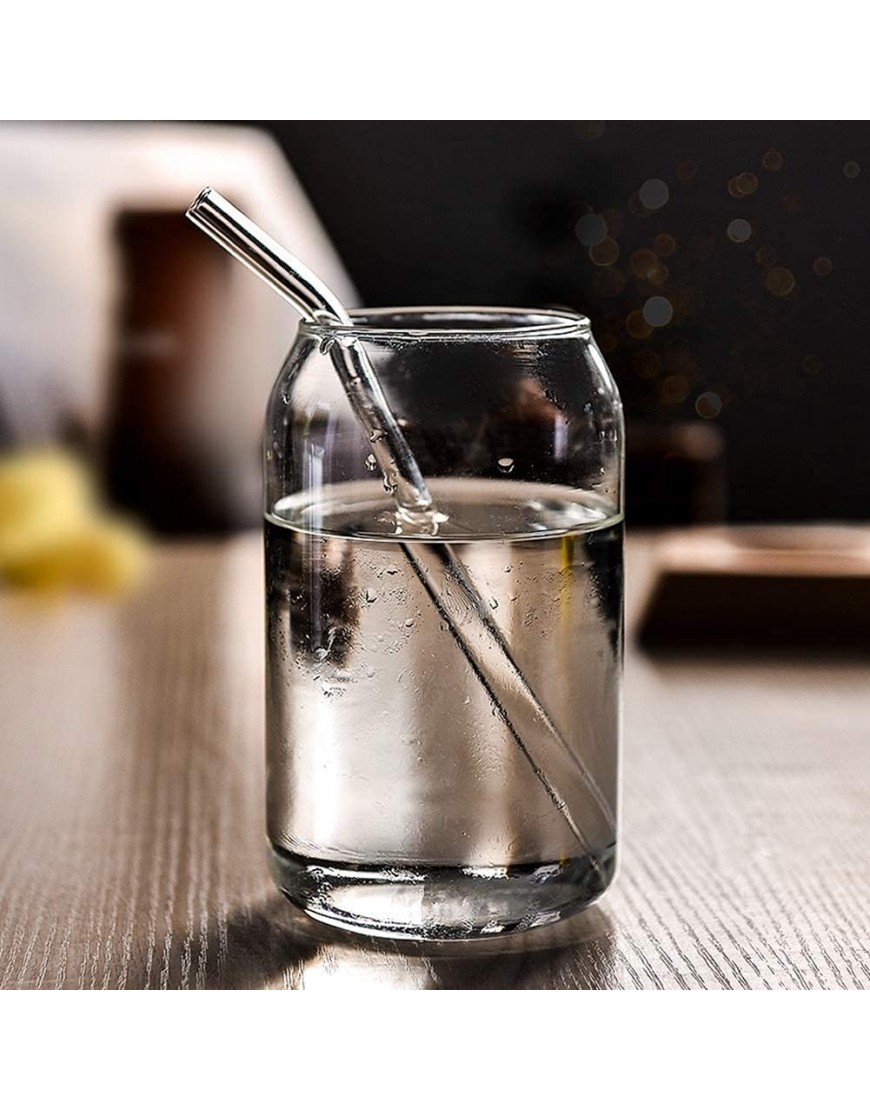 Peyan Vasos de zumo de agua juego de 1 taza de cristal con forma de lata con 2 pajitas de cristal reutilizables taza de agua transparente con forma de coke 20 oz - BYMYFA9E