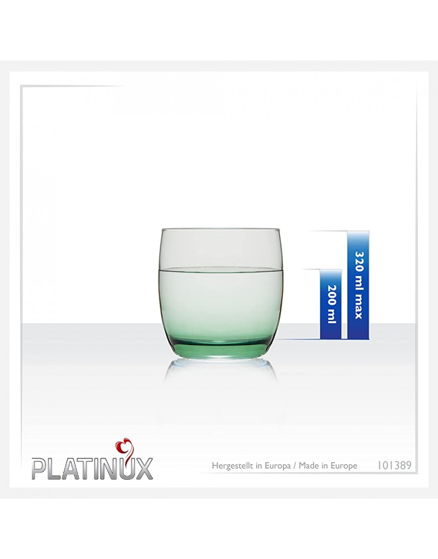 PLATINUX Elegantes vasos de cristal efecto ombré verde 200 ml máx. 320 ml Set de 6 vasos de agua pequeños - BORDCEE5