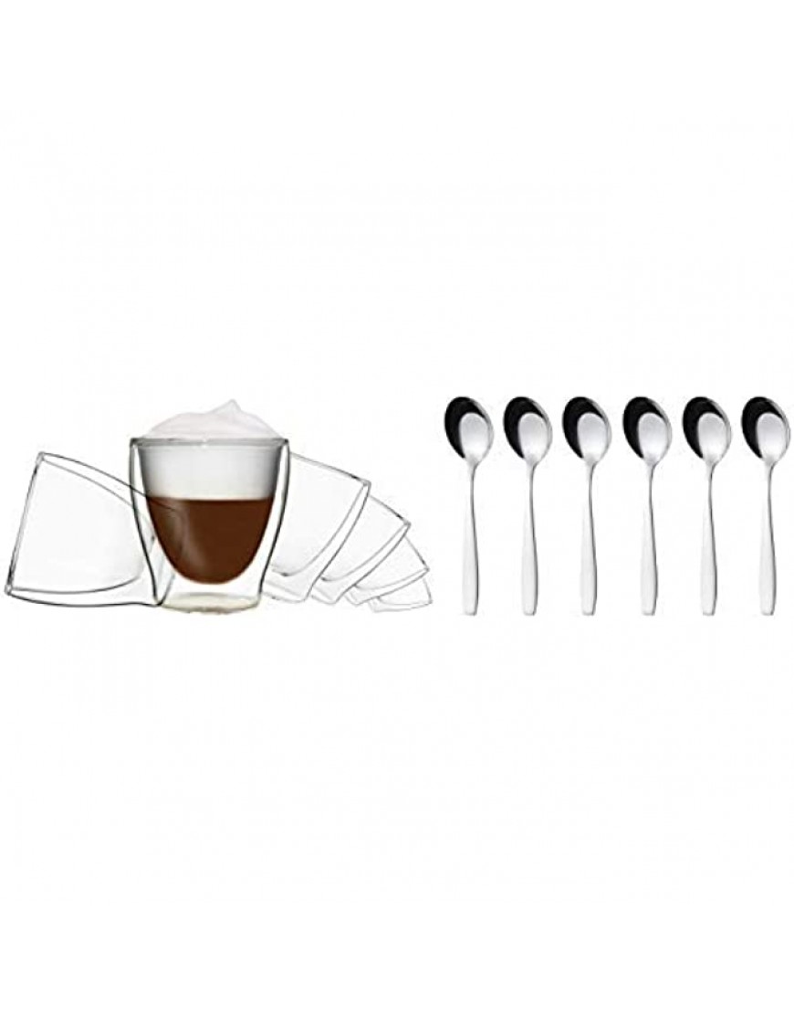DUOS 6X 200ml + 6x Juego de vasos de iniciación de cucharas de café de acero inoxidable Vasos térmicos de doble pared - BARNR58J