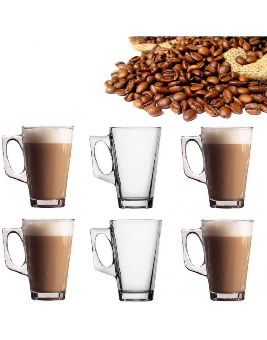 Invero® Juego de 6 tazas altas transparentes de 240 ml perfectas para té café moca chocolate caliente capuchino expreso y otras bebidas calientes - BUXNKD28