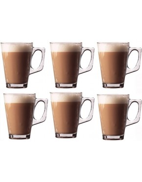 Invero® Juego de 6 tazas altas transparentes de 240 ml perfectas para té café moca chocolate caliente capuchino expreso y otras bebidas calientes - BUXNKD28