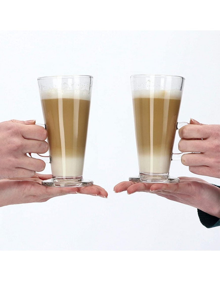 KADAX Latte Macchiato Juego de 6 vasos de café con mango 260 ml vasos de té de cristal vasos para café té cappuccino cóctel agua zumo té helado vasos - BRKSHHV2