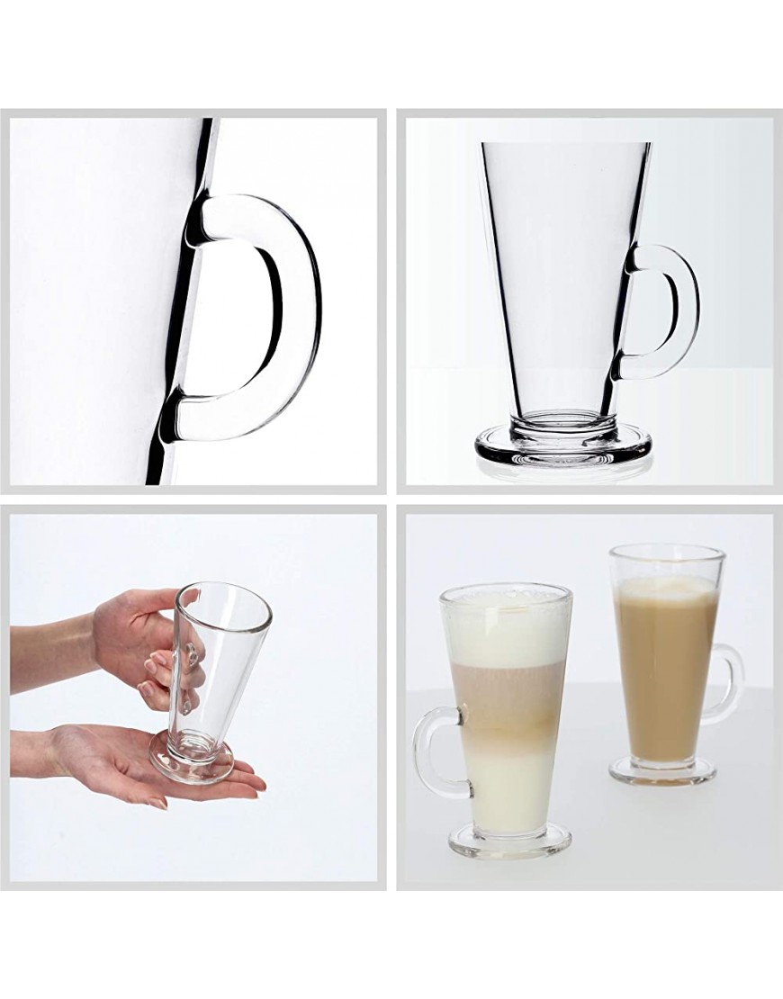 KADAX Latte Macchiato Juego de 6 vasos de café con mango 260 ml vasos de té de cristal vasos para café té cappuccino cóctel agua zumo té helado vasos - BRKSHHV2