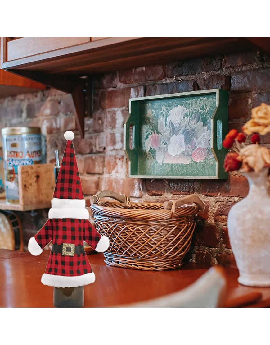 NOLITOY Cubierta de Botella de Vino de Navidad Mini Traje de Papá Noel a Cuadros de Búfalo 2 Juegos de Sombreros de Papá Noel Rojos Y Negros para Decoraciones de Mesa de Comedor de - BWAOG497