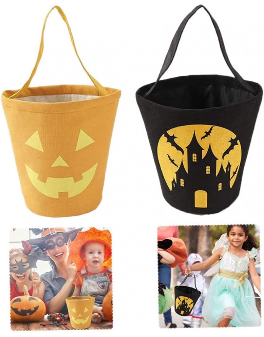 Odoukey Halloween Candy Bucket Halloween Candy Bucket Bat Trick o Treat Bucket portátil de Lona de Calabaza para Fiestas para Fiestas de Dulces - BWDLRA8H