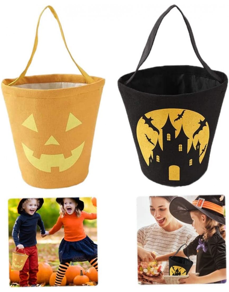 Odoukey Halloween Candy Bucket Halloween Candy Bucket Bat Trick o Treat Bucket portátil de Lona de Calabaza para Fiestas para Fiestas de Dulces - BWDLRA8H
