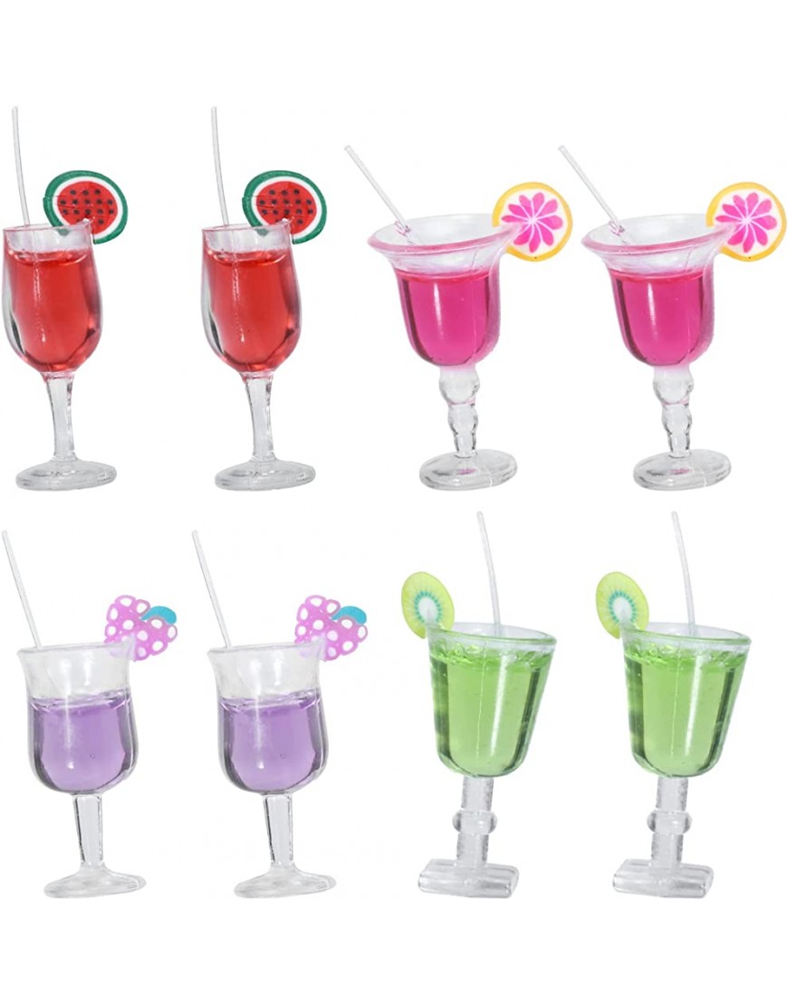 Yardwe Casa de Muñecas Copas de Vino de Resina en Miniatura: 8 Unids Mini Fruta Modelos de Cóctel Colorido Copas de Agua Potable Copas de Agua Accesorios de Ornamento - BQENWQ9K