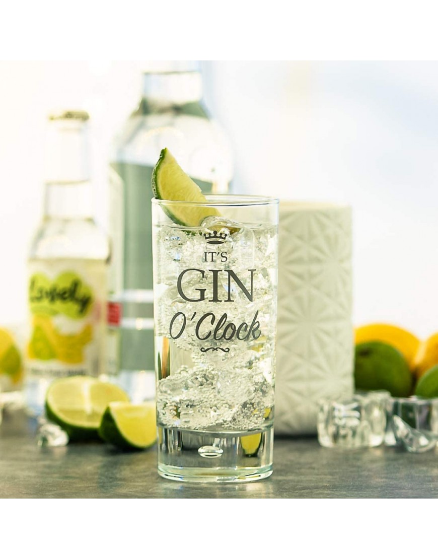 Gin O'Clock Hi Ball G&T Glass Gin & Tonic. Un regalo divertido para cualquier amante del gin-tonic High ball Tall Glass es Gin O'Clock - BRCZQ183