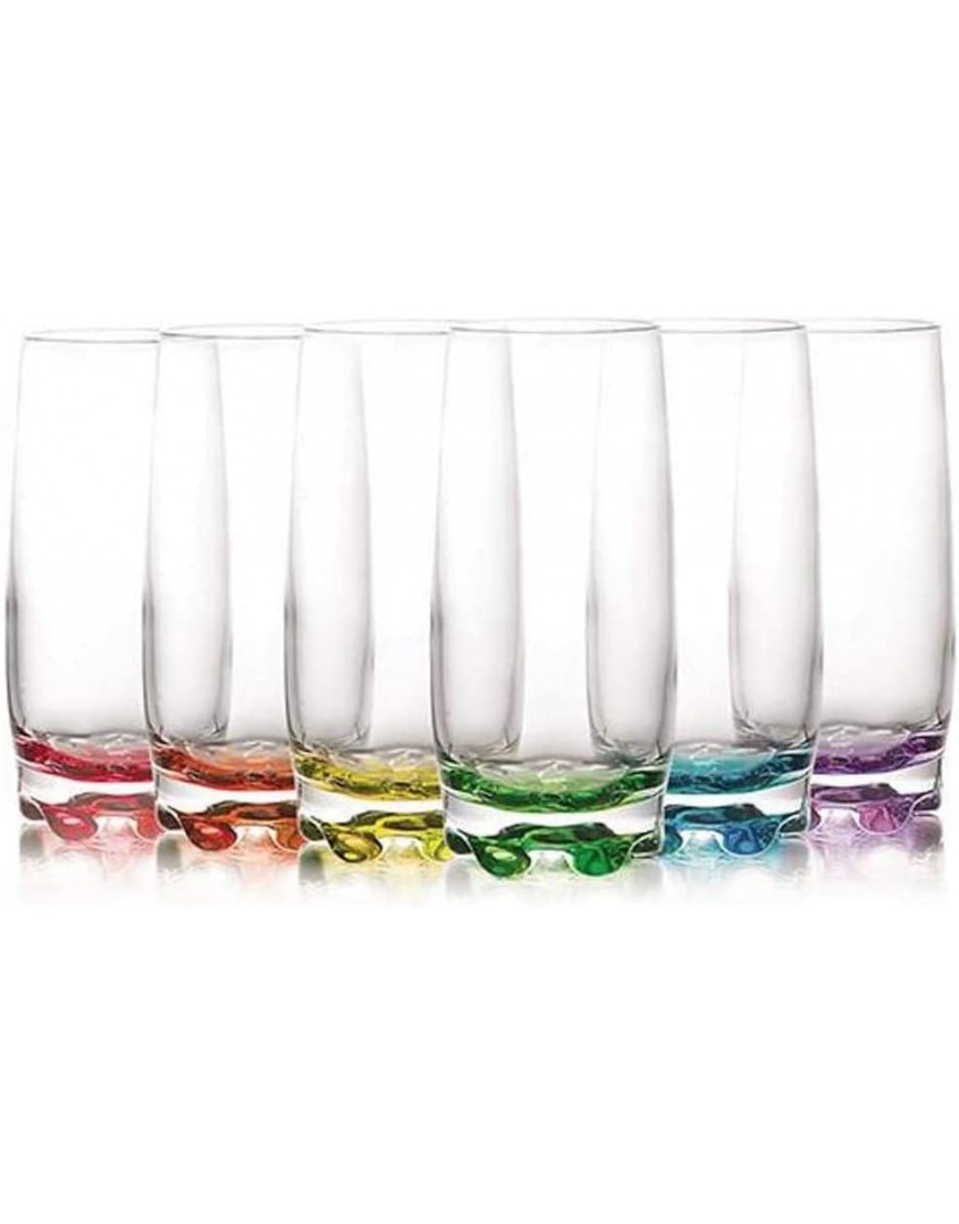 LAV Juego de 6 vasos de cristal Coral de 390 ml juego de 6 unidades con base multicolor - BITUD7D2