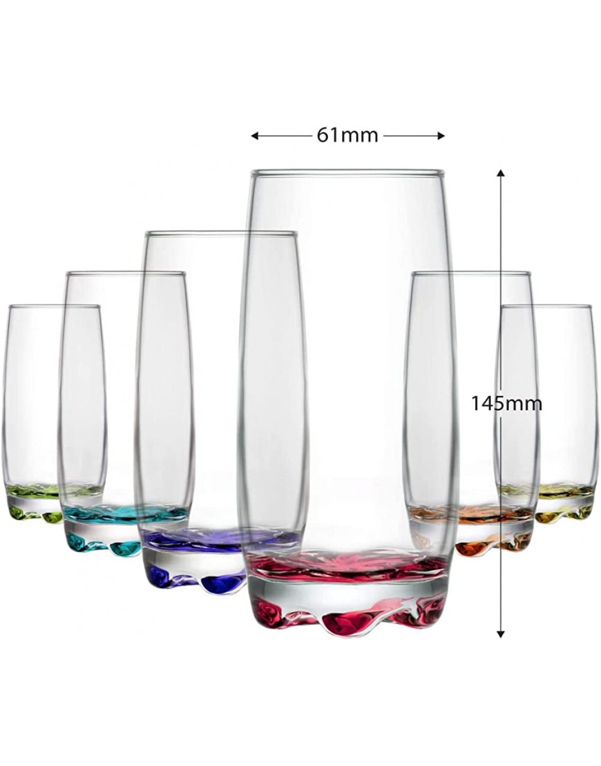 LAV Juego de 6 vasos de cristal Coral de 390 ml juego de 6 unidades con base multicolor - BITUD7D2