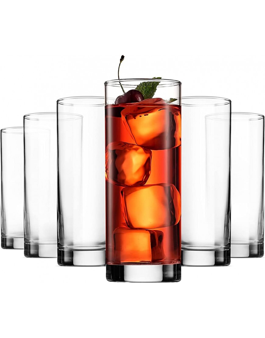 Paksh Novelty Vasos italianos de Highball [Juego de 6] Cristal de barra alto de base pesada transparente – Vasos para agua zumo cerveza vino whisky y cócteles | Vasos de 13 onzas - BHTICK4E