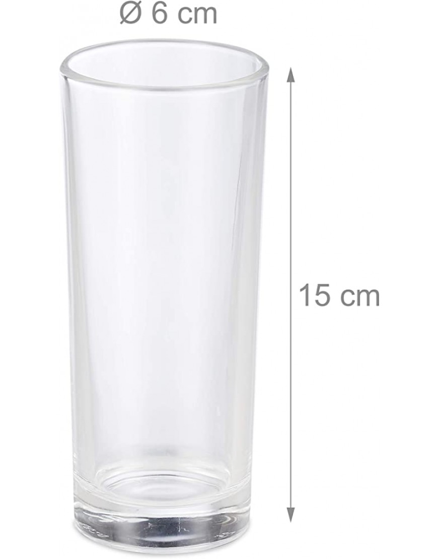 Relaxdays Set de 12 vasos largos Cristalería para cócteles Cilíndricos 300ml Apto para lavavajillas Transparente - BTMKQKAM