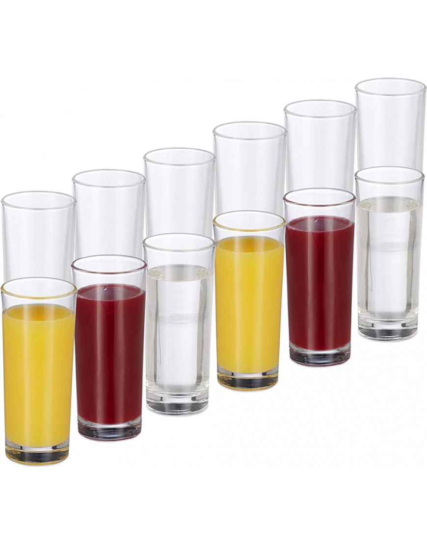 Relaxdays Set de 12 vasos largos Cristalería para cócteles Cilíndricos 300ml Apto para lavavajillas Transparente - BTMKQKAM