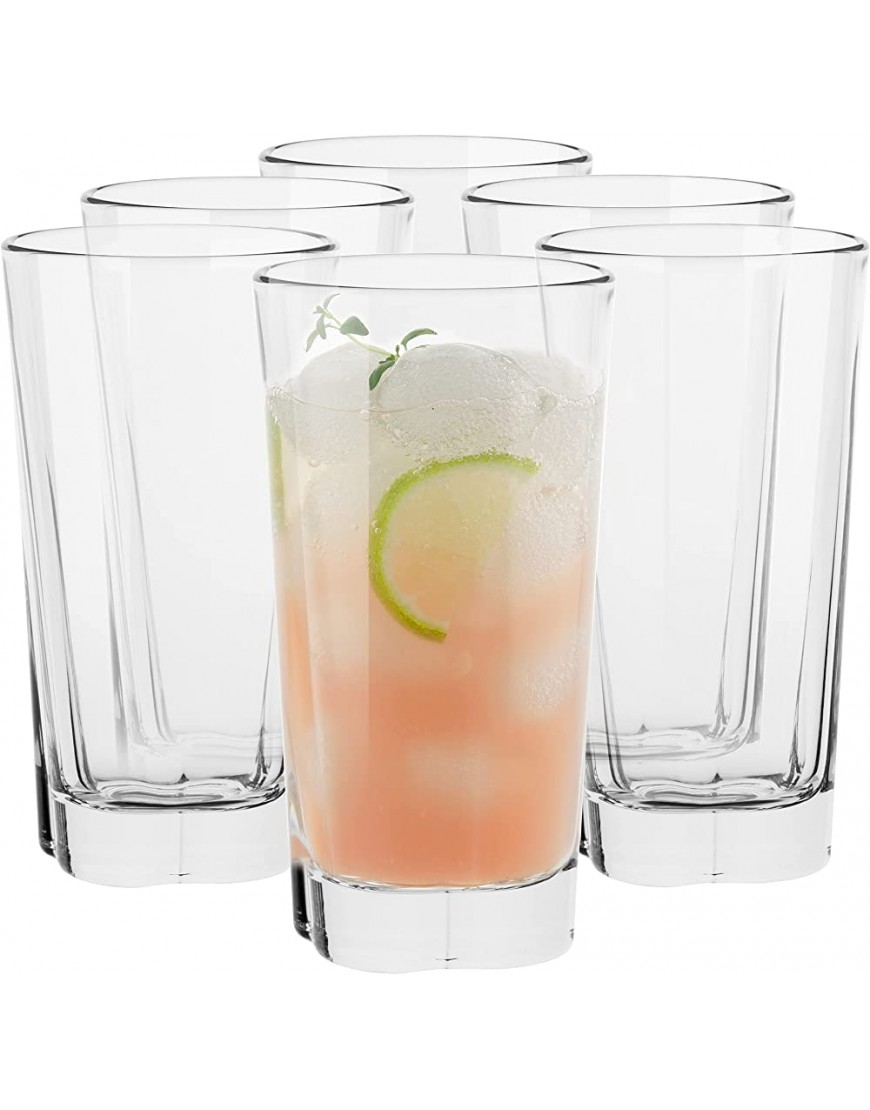 Vasos Agua Long Drink Transparente Highball Copas Cocktail Vasos Vidrio Vaso Grande Tumbler para Cocteles Copas Gin Tonic | Apto para Lavavajillas | Colección Elin | 300 ML | Juego de 6 Vasos Altos - BGTAL94N