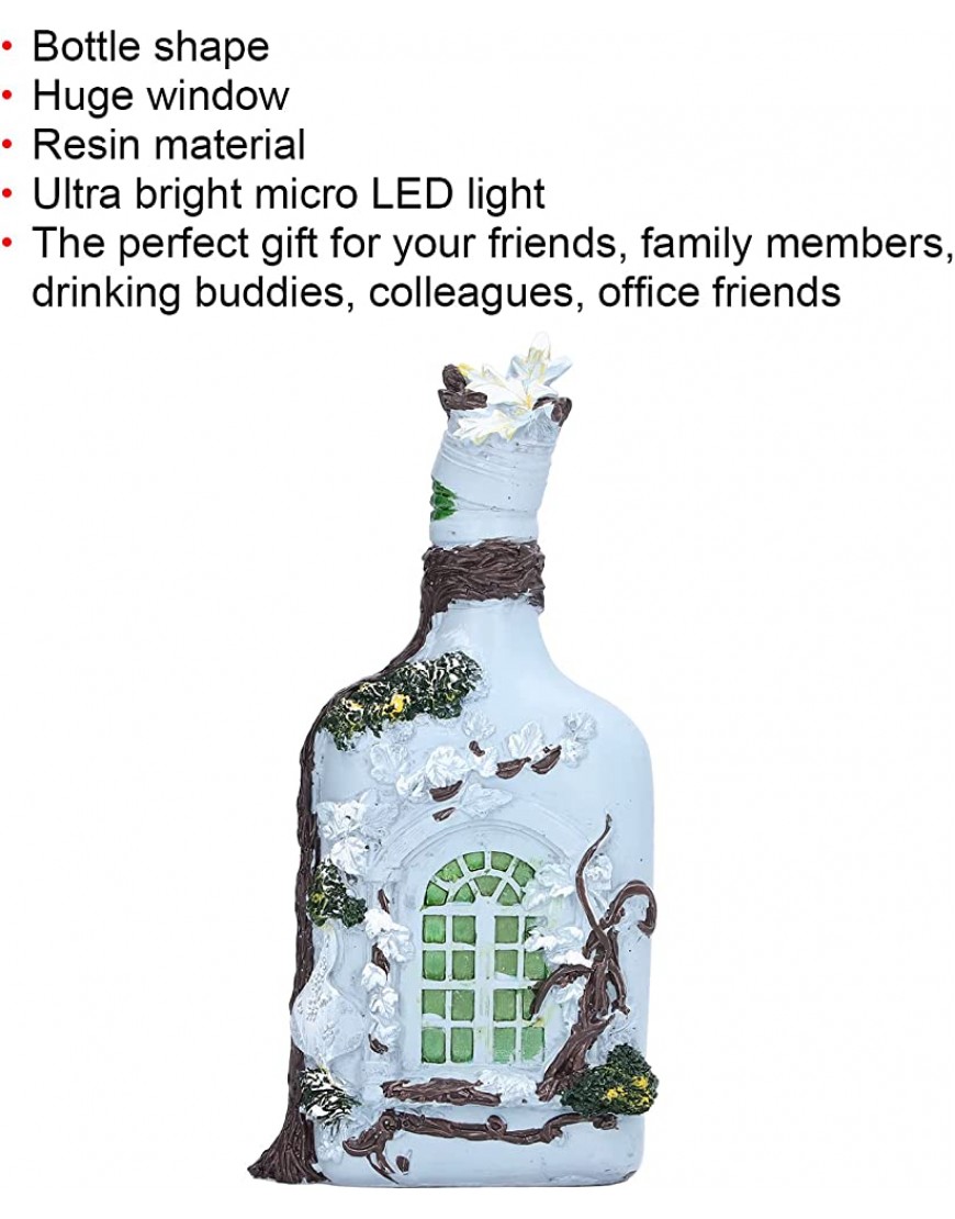 Botella de Vino Luminosa Ventana Vintage Luz LED Adornos de Resina Forma de Botella Material de Resina para Escritorio para Sala de Estar - BUZEB1HB