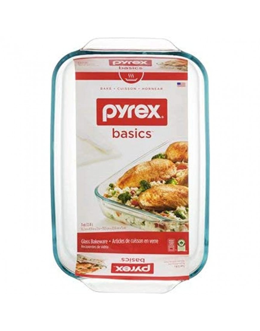 Pyrex Basics 3 Quart Oblong Glass Baking Dish Clear 9 x 13 inch Set of 2 by Pyrex - BEXMEA41