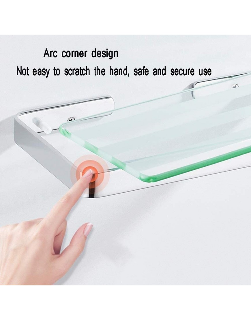 Single-Layer Copper Glass Shelf Glass Shelf for Bathroom Balcony Kitchen Mirror Front Frame 4 Size Optional Glass Color : Silver Metal - BHCEX1QV