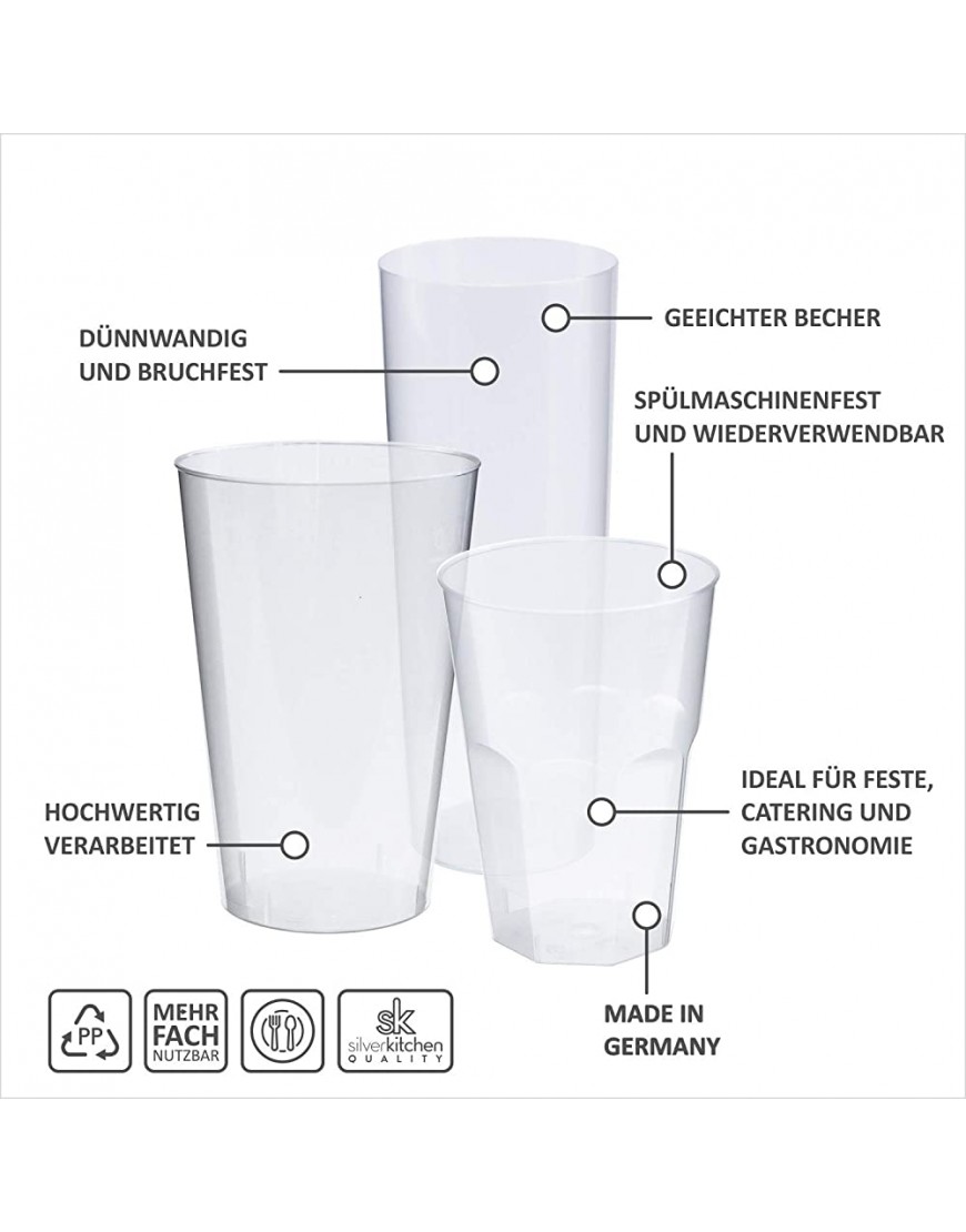 50 vasos para chupitos de 2 cl 4 cl con marca de nitidez vasos reutilizables irrompibles de plástico duro de polipropileno fabricados en Alemania - BDWTTB7B