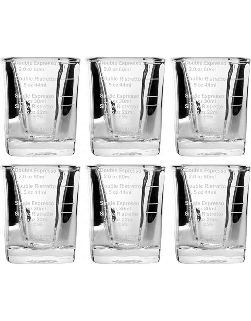 GLASKEY Juego de 6 vasos medidores aptos para lavavajillas sin plomo base pesada para whisky vodka café espresso postres pequeños de 1 a 3 onzas opcional - BCHEMKEW