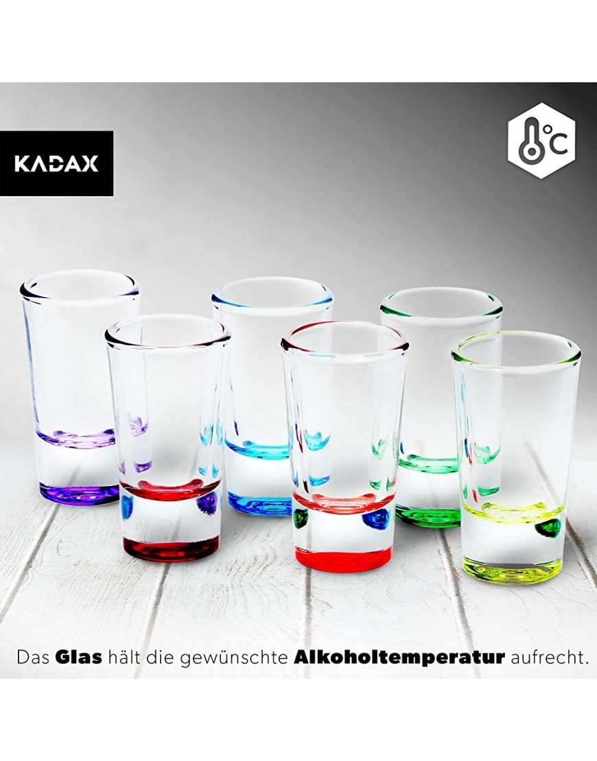 KADAX Juego de 12 vasos de chupito 28 ml vasos de chupito con base gruesa vasos de chupito minimalistas Chupito de cristal Vasos para vodka multicolor 12 unidades - BGUOTK38