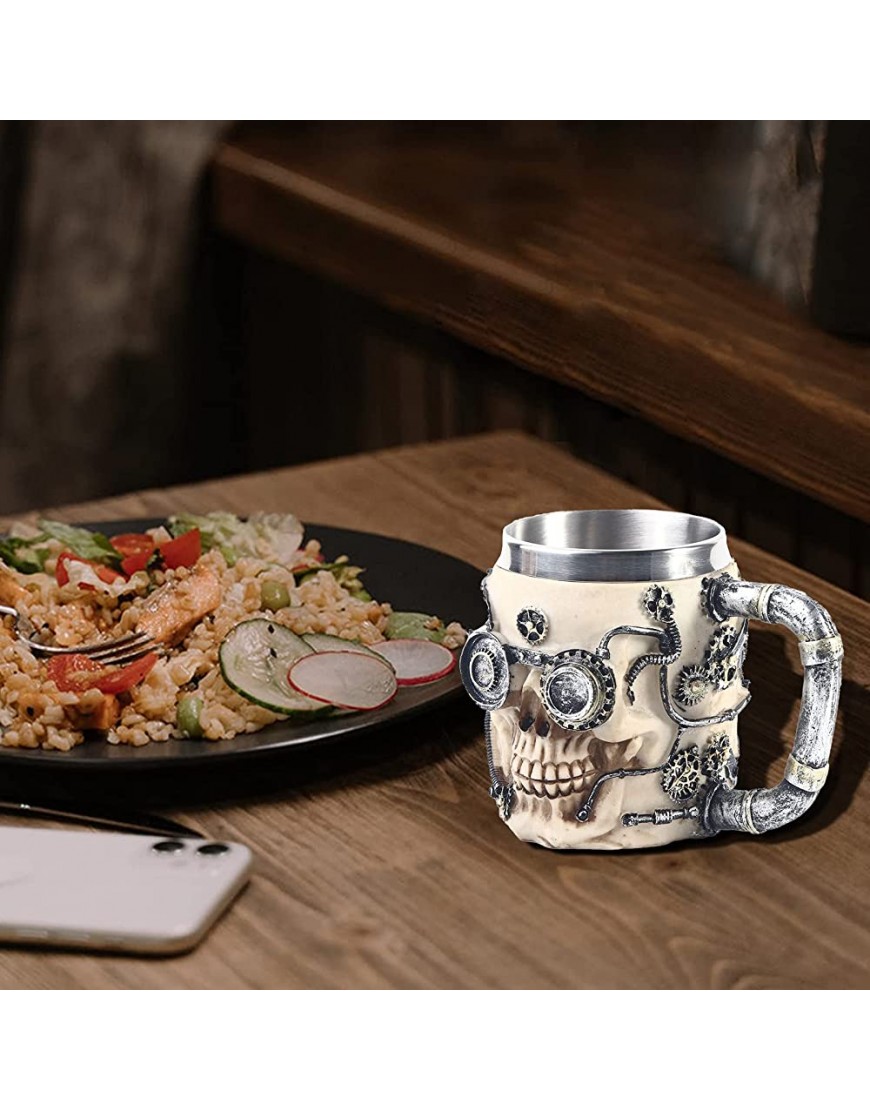Gothic 3D Skull Mug,Taza de cerveza de acero inoxidable con diseño de calavera de Viking Warrior taza de cerveza taza de vino medieval para café bebida zumo - BHYYBBVV