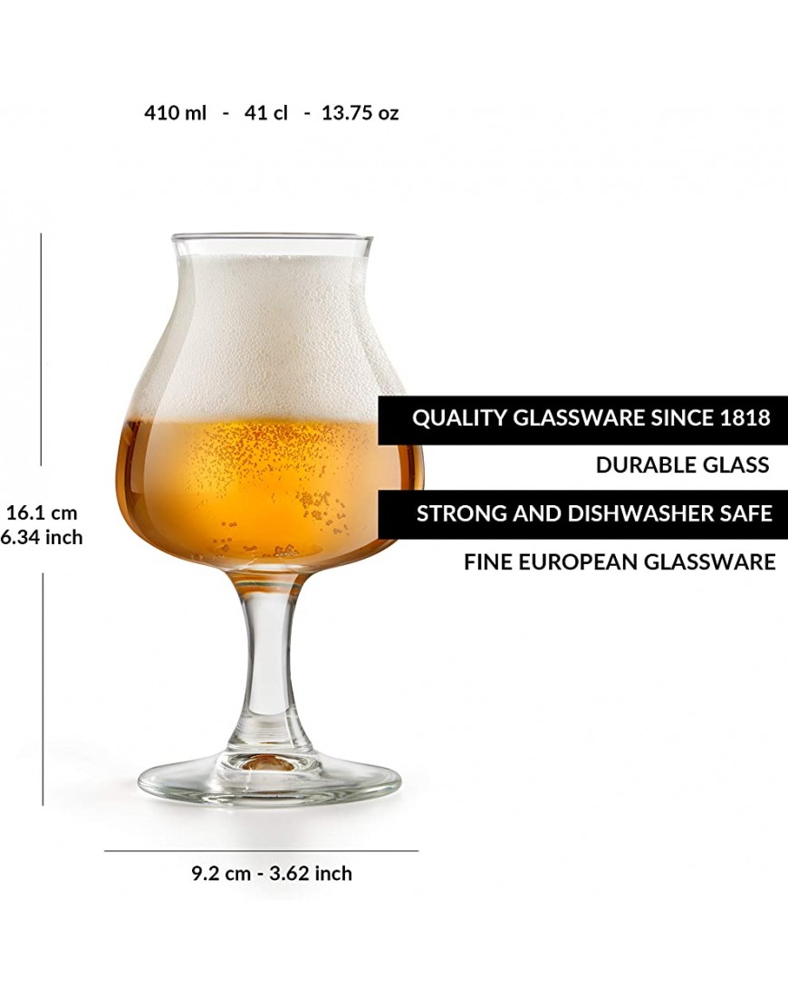 Libbey Vaso de Cerveza Iseo 41 cl 410 ml 6 Unidades Con Pie Ideal Para Degustación de Cerveza - BORUW44E