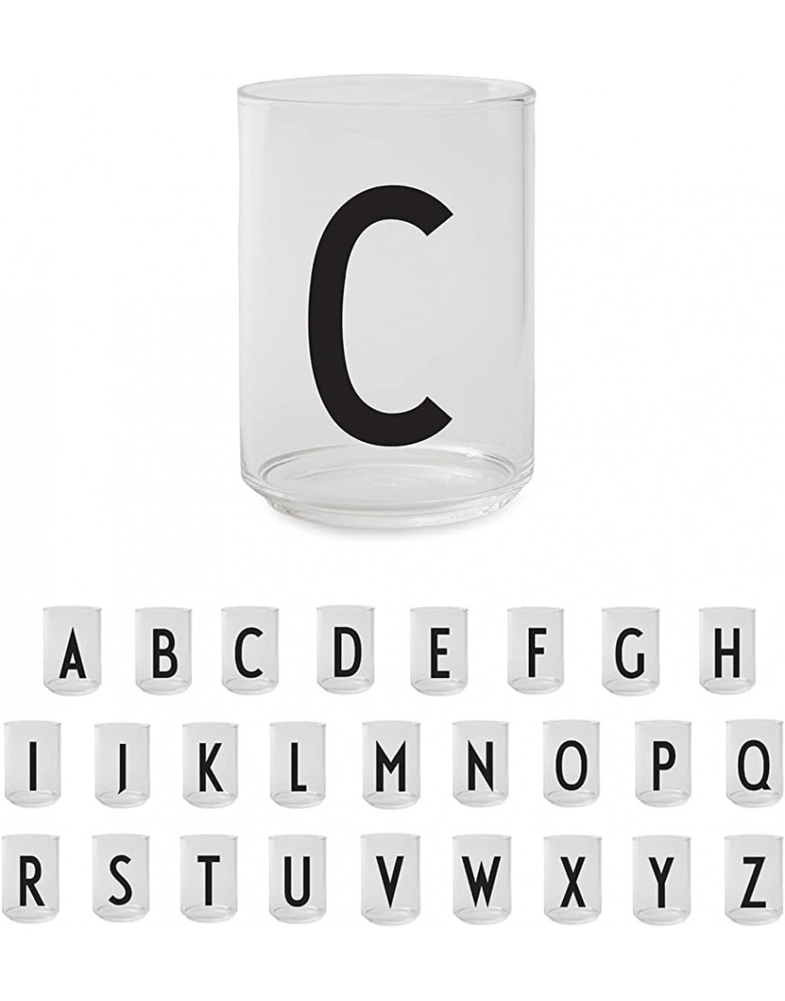 Design Letters Vasos de Cristal Agua 350 ml A-Z| Vaso con monograma de inicial | Regalo para hombres Papá | vasos de whisky Regalo para mujer | Vasos de Vino apto para lavavajillas | Vaso de brandy - BTQYUDVN