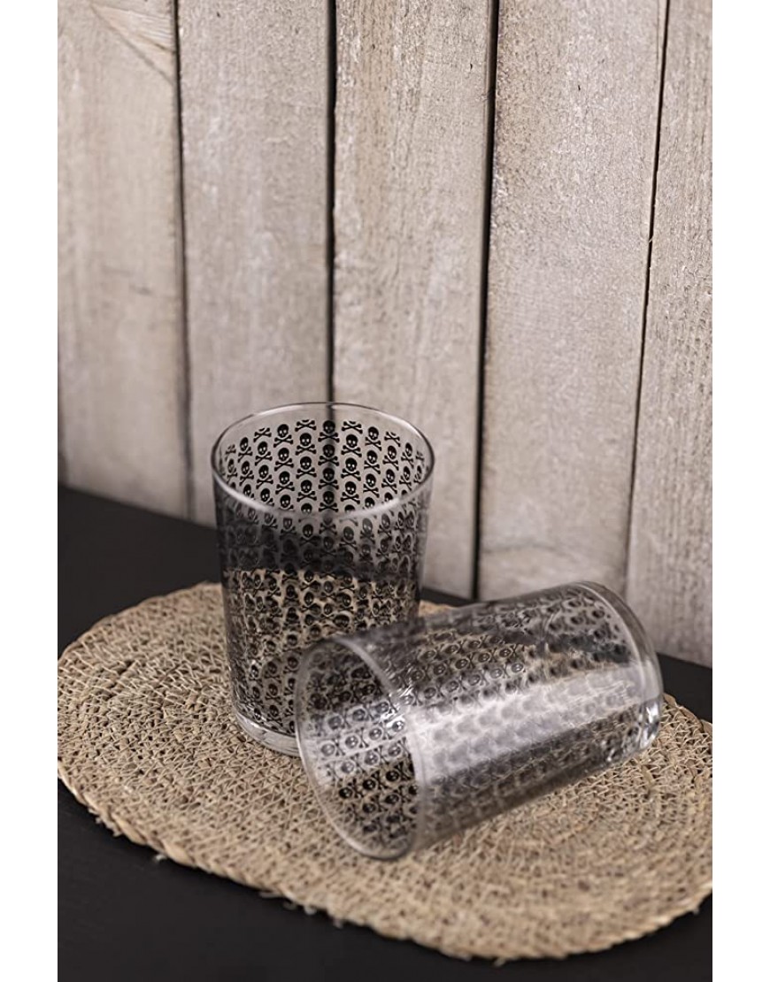 SCALPERS HOME | Vasos de Cristal Transparente | Juego de 4 Vasos de Mesa con Capacidad de 350 ml | Fabricados en Cristal | Diseño con Calaveras Múltiples de Scalpers - BAMKXEE9