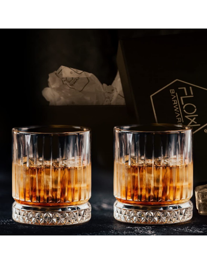 Vasos de whisky GEO de FLOW Barware vasos de whisky con diseño geográfico perfectos para whisky Bourbon Gin & Tonic cócteles en caja de regalo - BGPCB3M5