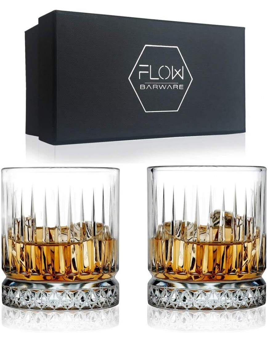 Vasos de whisky GEO de FLOW Barware vasos de whisky con diseño geográfico perfectos para whisky Bourbon Gin & Tonic cócteles en caja de regalo - BGPCB3M5