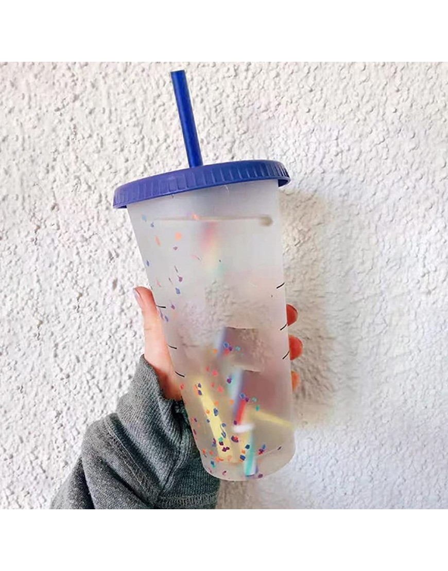 Yiifunglong Vaso de 700 ml para bebidas frías que cambia de color reutilizables con tapas y pajitas taza de agua ecológica de gran capacidad PP que cambia de color para fiesta de verano morado - BOKFTJ3Q