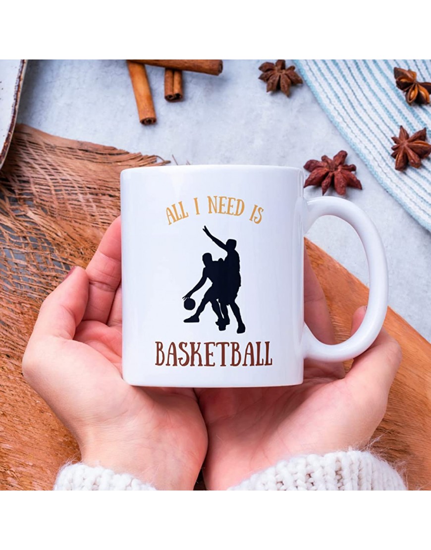 Divertidas tazas de baloncesto para regalos – All I Need is Basketball 11 onzas color blanco - BMHIH9K7