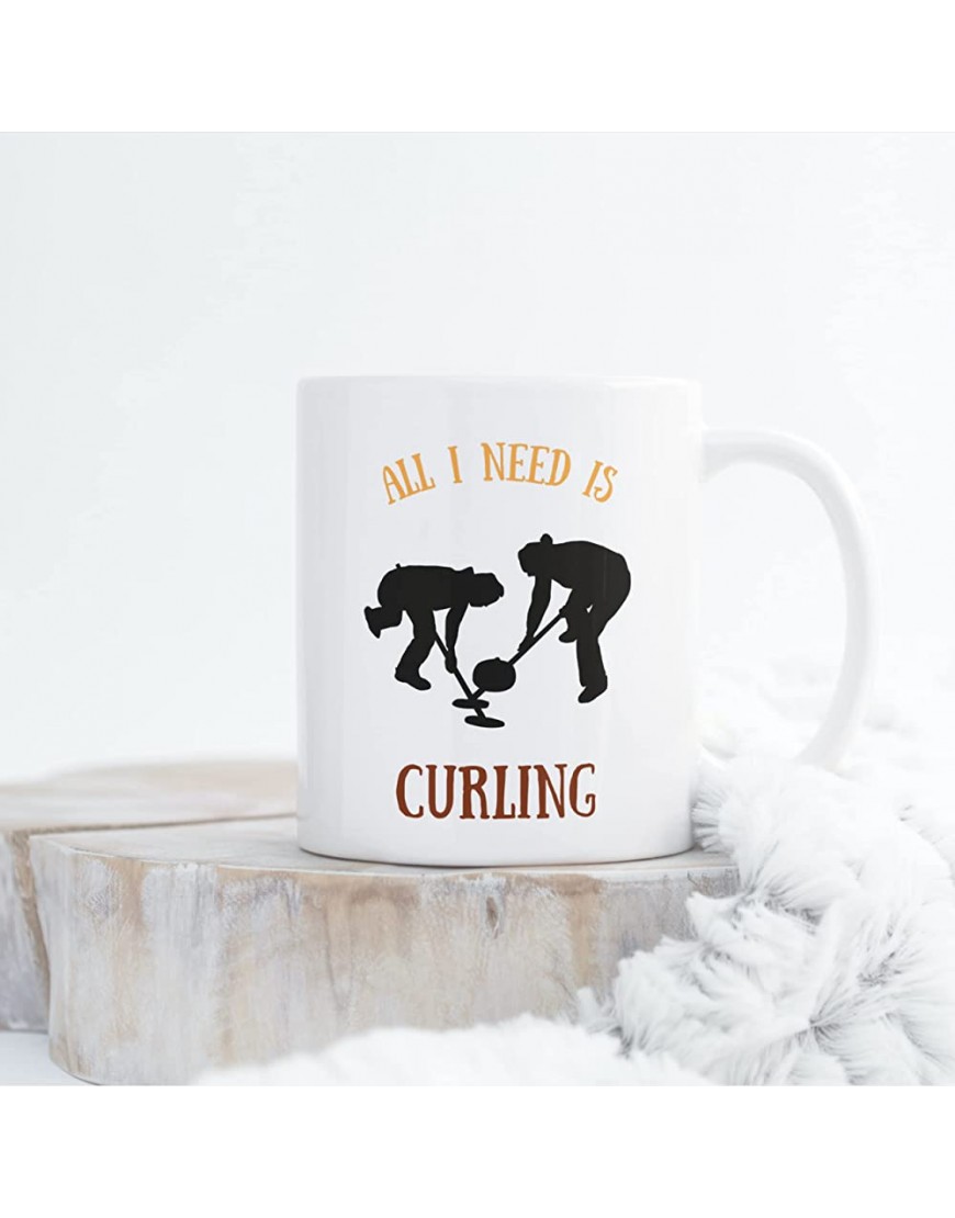 Divertidas tazas para regalos – All I Need is Curling 11 onzas color blanco - BOJGAK7H