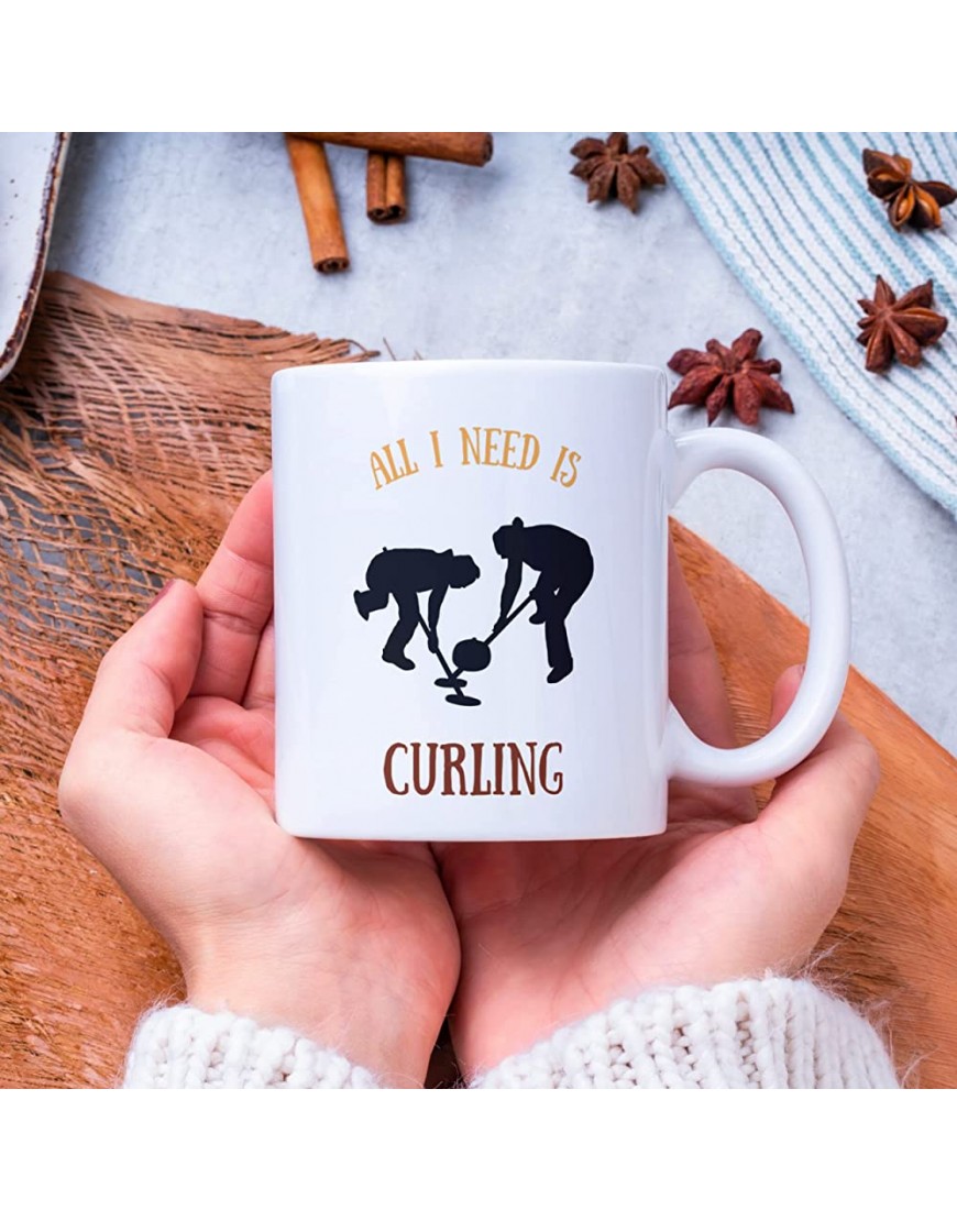 Divertidas tazas para regalos – All I Need is Curling 11 onzas color blanco - BOJGAK7H