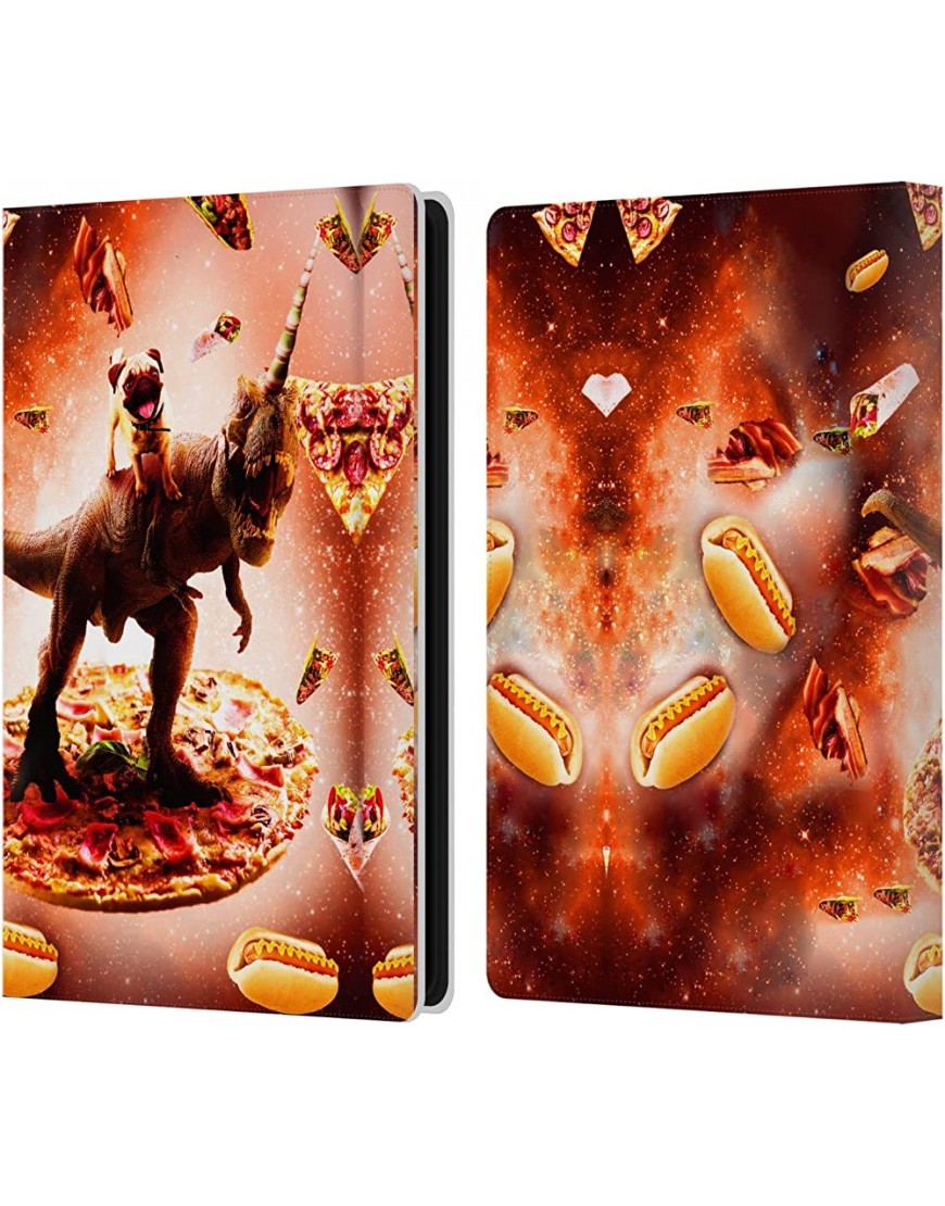 Head Case Designs Licenciado Oficialmente James Booker Pug & Dinosaurio Unicornio Paseo de Pizza Espacial Carcasa de Cuero Tipo Libro Compatible con Kindle Paperwhite 4 2019 - BBQZH8KM