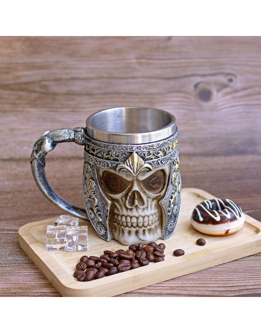 OTARTU Taza de café con diseño de calavera 400 ml diseño de calavera vikinga para regalo del día del padre - BGVOQ8HB